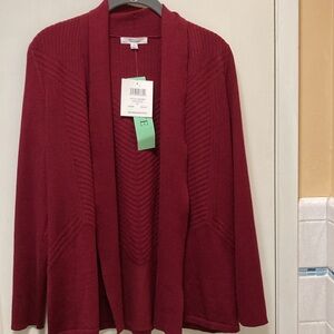 89th Madison deep Red Cardigan NWT Petite Medium